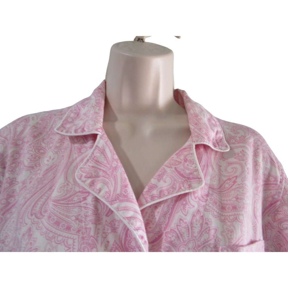 Lauren Ralph Lauren Pink Paisley Menswear Button Up Nightshirt Ladies L EUC - Picture 6 of 16